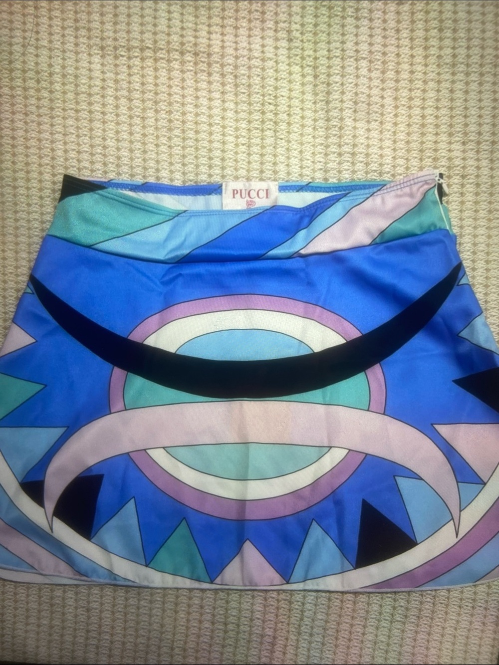 Emilio Pucci Blue, Aqua & Pink Geometric Mini Skirt